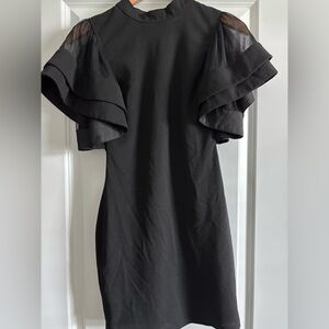 Pink Owl Women’s Black‎ Dress With Ruffled Sleeves Small
